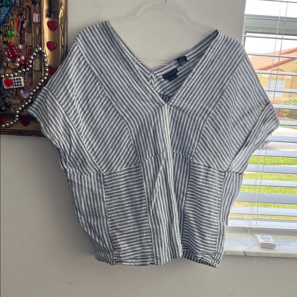 Striped V-Neck tahari Top